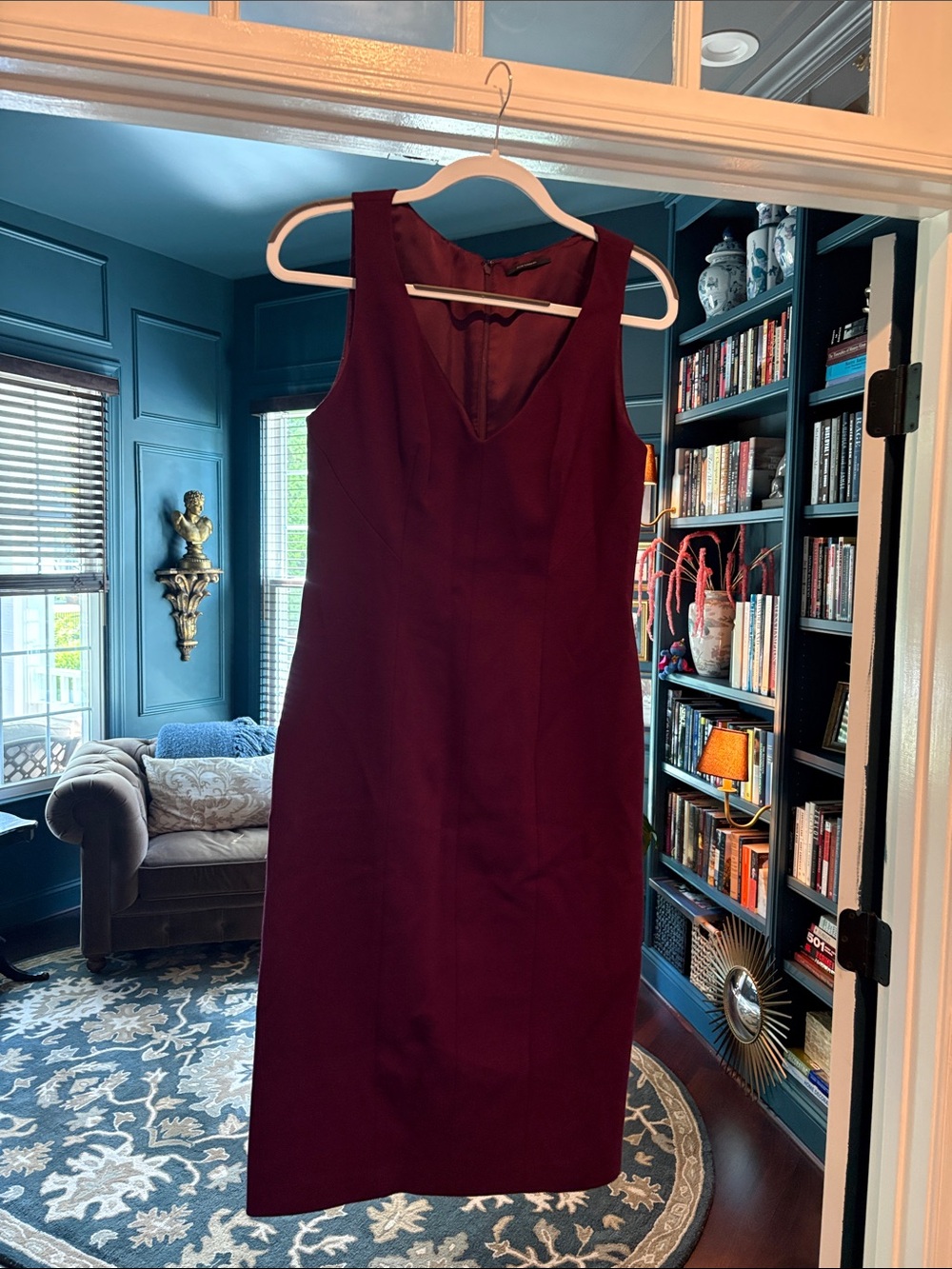 Elie Tahari Sleeveless Midi Dress in Burgundy